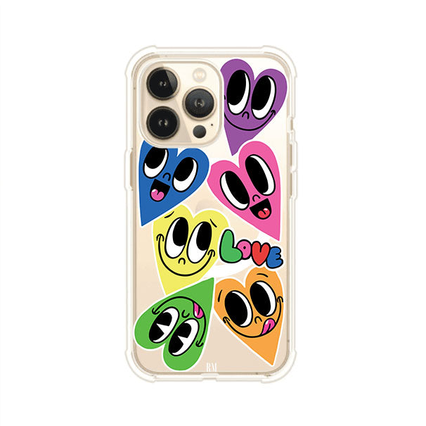 Funda para iPhone con diseño de corazones sonrientes en colores vibrantes – Remark Mx