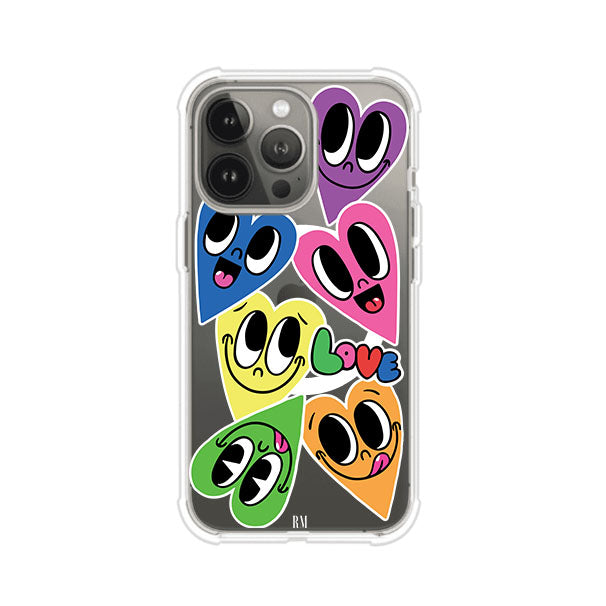 Funda para iPhone con diseño de corazones sonrientes en colores vibrantes – Remark Mx