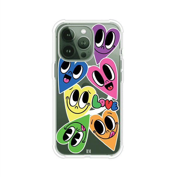 Funda para iPhone con diseño de corazones sonrientes en colores vibrantes – Remark Mx