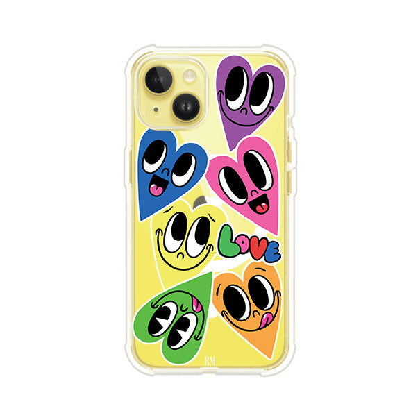 Funda para iPhone con diseño de corazones sonrientes en colores vibrantes – Remark Mx