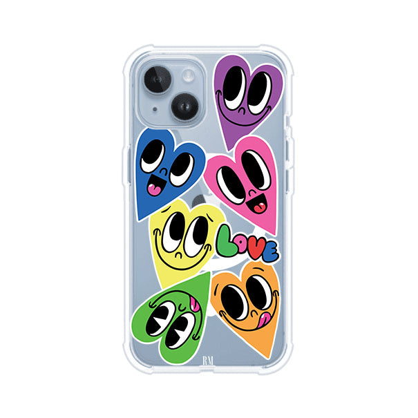 Funda para iPhone con diseño de corazones sonrientes en colores vibrantes – Remark Mx
