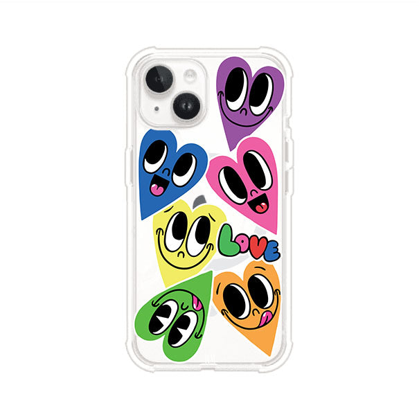 Funda para iPhone con diseño de corazones sonrientes en colores vibrantes – Remark Mx