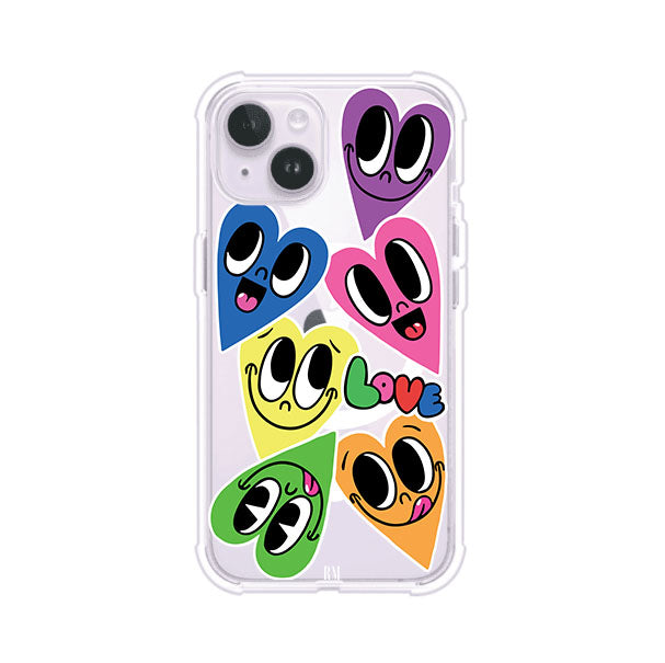 Funda para iPhone con diseño de corazones sonrientes en colores vibrantes – Remark Mx