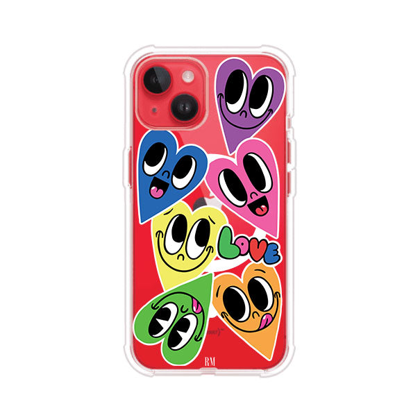 Funda para iPhone con diseño de corazones sonrientes en colores vibrantes – Remark Mx