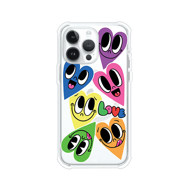 Funda para iPhone con diseño de corazones sonrientes en colores vibrantes – Remark Mx