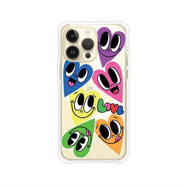 Funda para iPhone con diseño de corazones sonrientes en colores vibrantes – Remark Mx