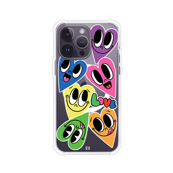 Funda para iPhone con diseño de corazones sonrientes en colores vibrantes – Remark Mx