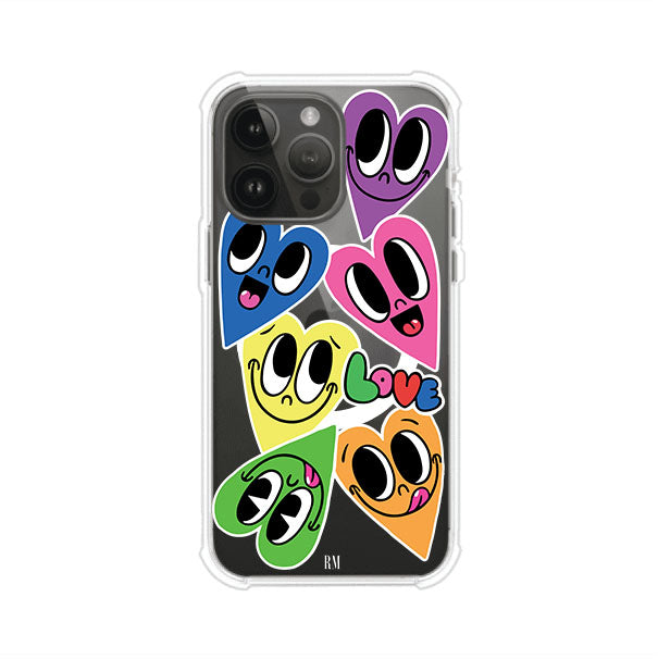 Funda para iPhone con diseño de corazones sonrientes en colores vibrantes – Remark Mx