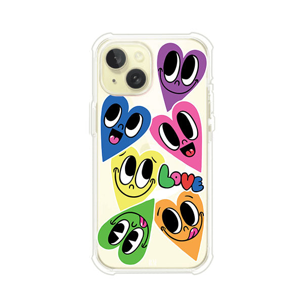 Funda para iPhone con diseño de corazones sonrientes en colores vibrantes – Remark Mx
