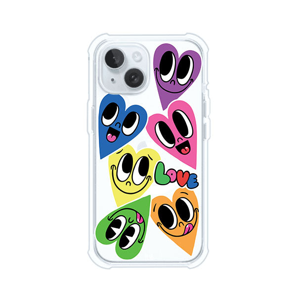 Funda para iPhone con diseño de corazones sonrientes en colores vibrantes – Remark Mx