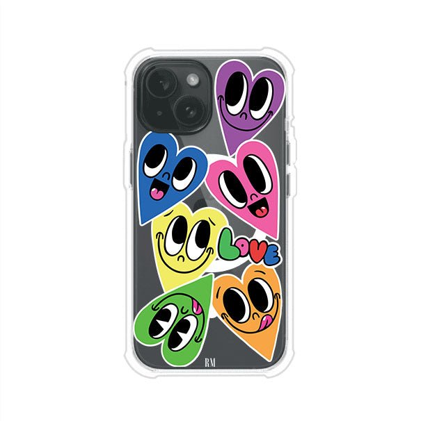 Funda para iPhone con diseño de corazones sonrientes en colores vibrantes – Remark Mx