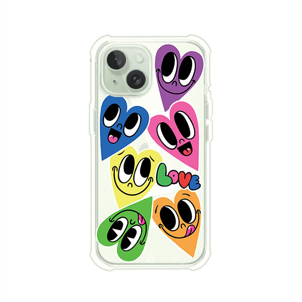 Funda para iPhone con diseño de corazones sonrientes en colores vibrantes – Remark Mx