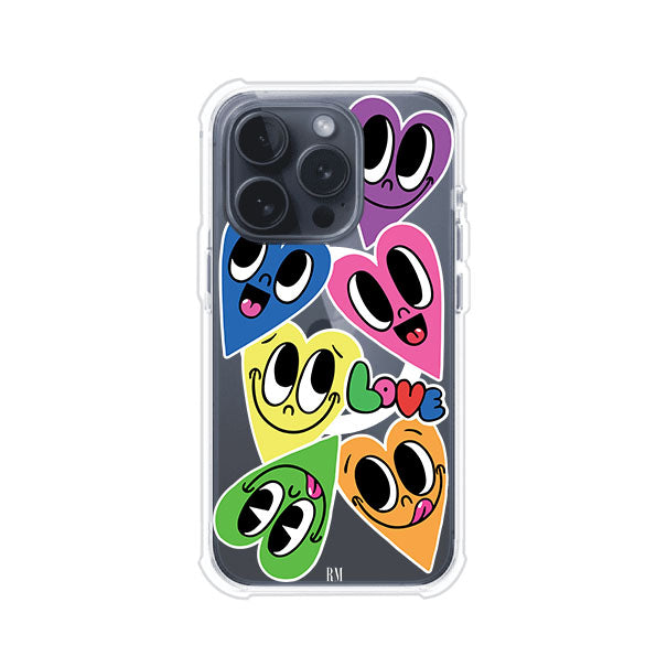 Funda para iPhone con diseño de corazones sonrientes en colores vibrantes – Remark Mx