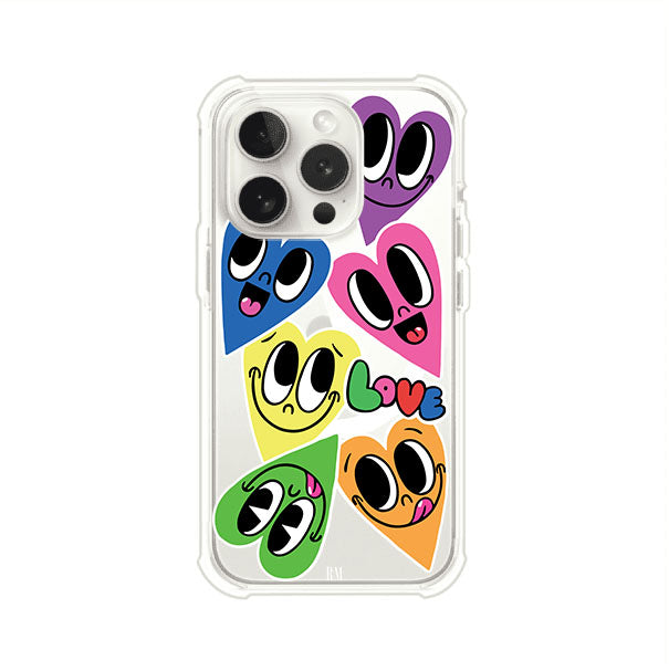 Funda para iPhone con diseño de corazones sonrientes en colores vibrantes – Remark Mx