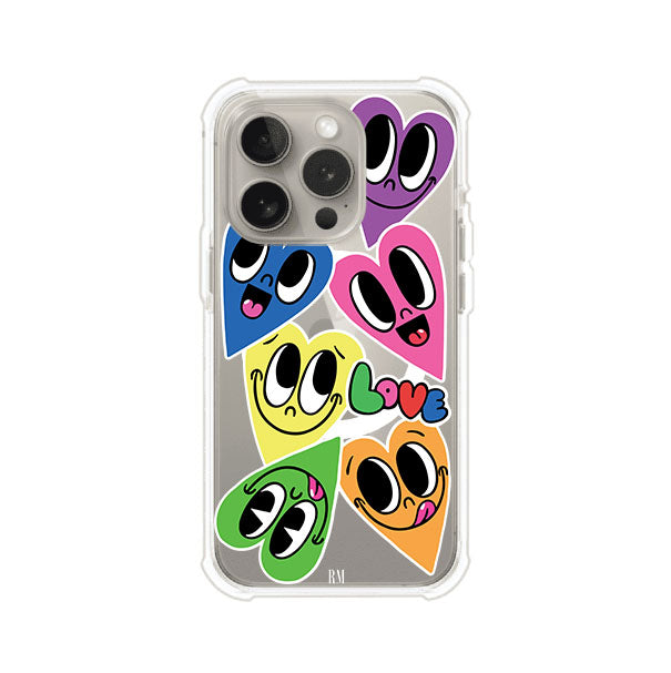 Funda para iPhone con diseño de corazones sonrientes en colores vibrantes – Remark Mx