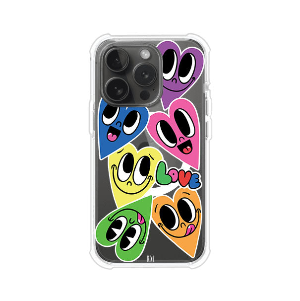Funda para iPhone con diseño de corazones sonrientes en colores vibrantes – Remark Mx