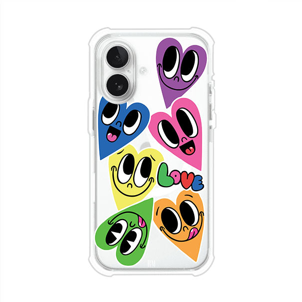 Funda para iPhone con diseño de corazones sonrientes en colores vibrantes – Remark Mx