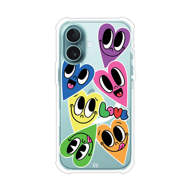 Funda para iPhone con diseño de corazones sonrientes en colores vibrantes – Remark Mx