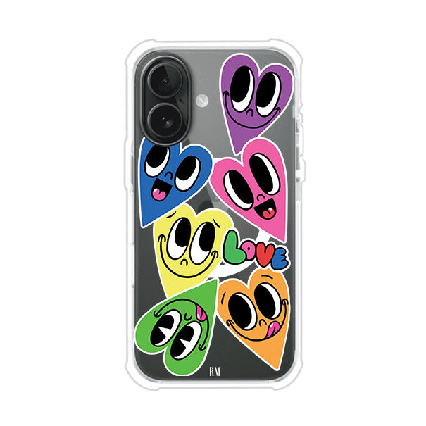 Funda para iPhone con diseño de corazones sonrientes en colores vibrantes – Remark Mx