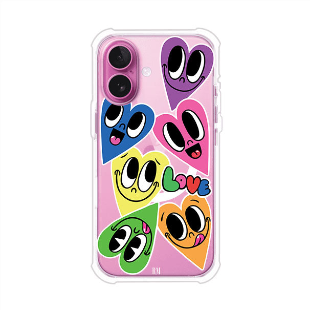 Funda para iPhone con diseño de corazones sonrientes en colores vibrantes – Remark Mx