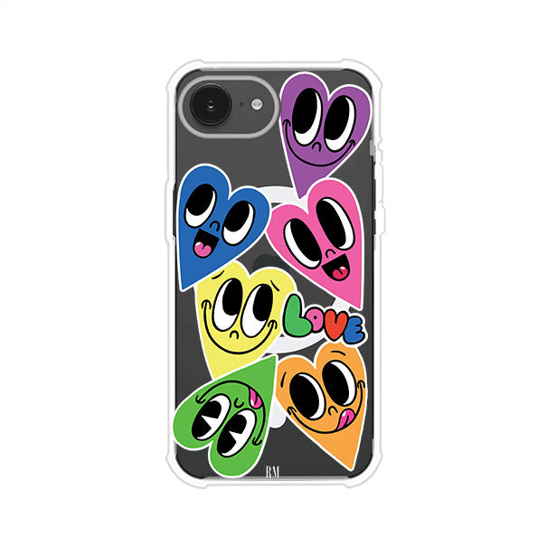 Funda para iPhone con diseño de corazones sonrientes en colores vibrantes – Remark Mx