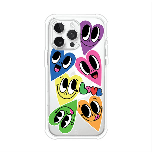 Funda para iPhone con diseño de corazones sonrientes en colores vibrantes – Remark Mx