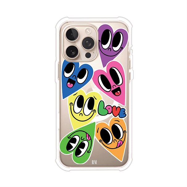 Funda para iPhone con diseño de corazones sonrientes en colores vibrantes – Remark Mx