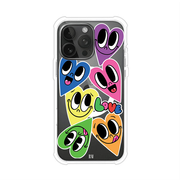 Funda para iPhone con diseño de corazones sonrientes en colores vibrantes – Remark Mx