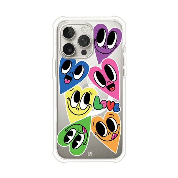 Funda para iPhone con diseño de corazones sonrientes en colores vibrantes – Remark Mx