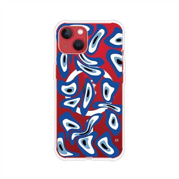 Funda para iPhone con diseño de ojos turcos en tonos azul y blanco, símbolo de protección.
iPhone case featuring Turkish evil eye pattern in blue and white, symbol of protection