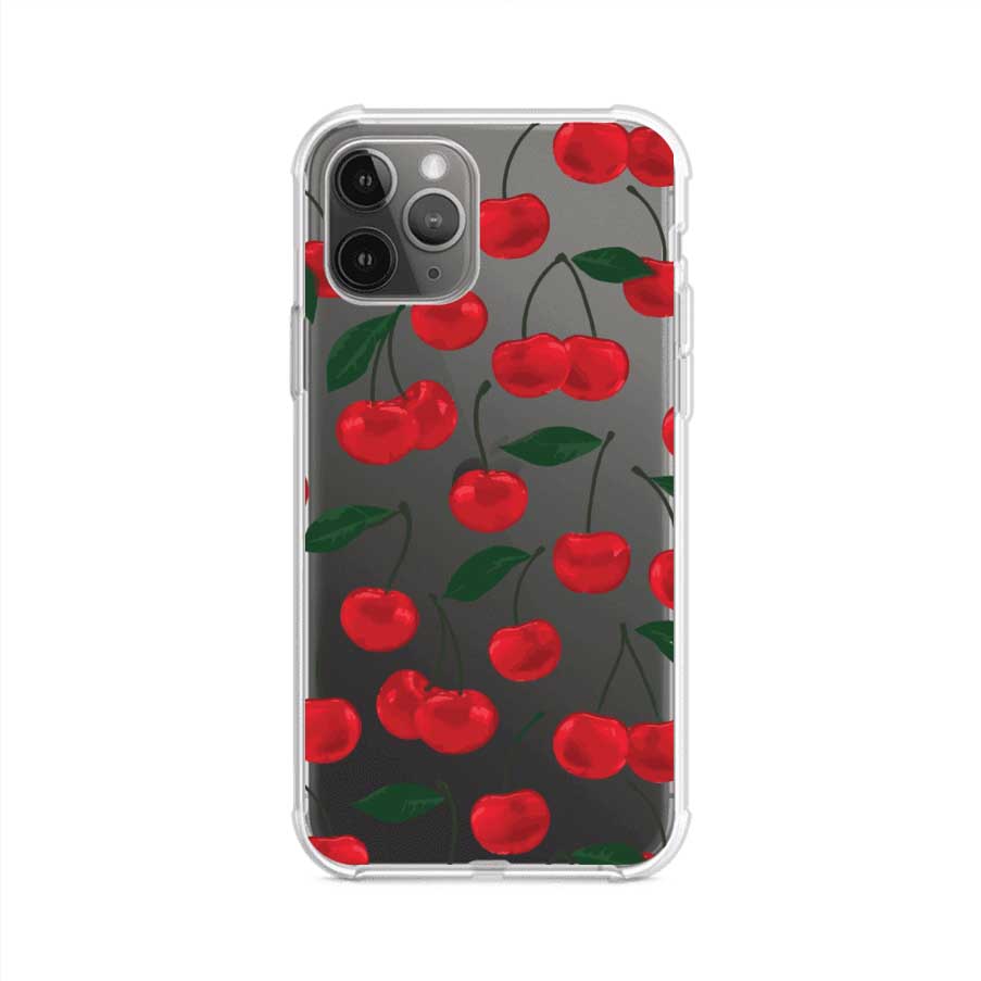 Funda personalizada para iPhone con diseño aesthetic de cerezas (cherries) rojas sobre fondo rosa, ideal para un estilo juvenil y divertido. Producto de Remark MX