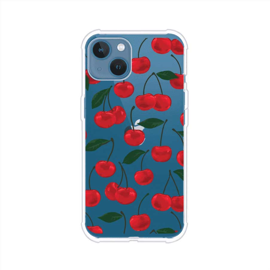 Funda personalizada para iPhone con diseño aesthetic de cerezas (cherries) rojas sobre fondo rosa, ideal para un estilo juvenil y divertido. Producto de Remark MX
