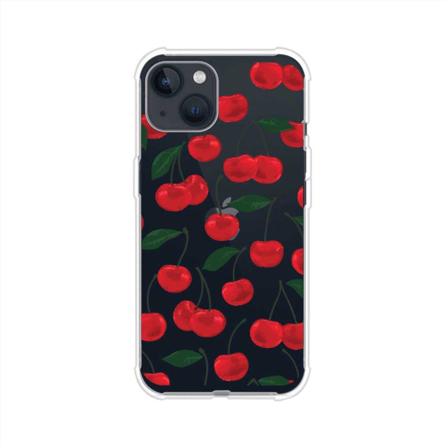 Funda personalizada para iPhone con diseño aesthetic de cerezas (cherries) rojas sobre fondo rosa, ideal para un estilo juvenil y divertido. Producto de Remark MX