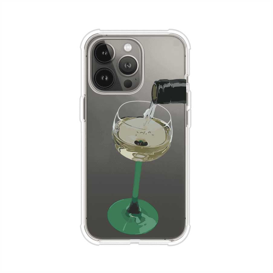 Funda personalizada para iPhone con ilustración de un dirty martini siendo servido en una copa. Diseño elegante y moderno para amantes de los cócteles. Producto de Remark MX