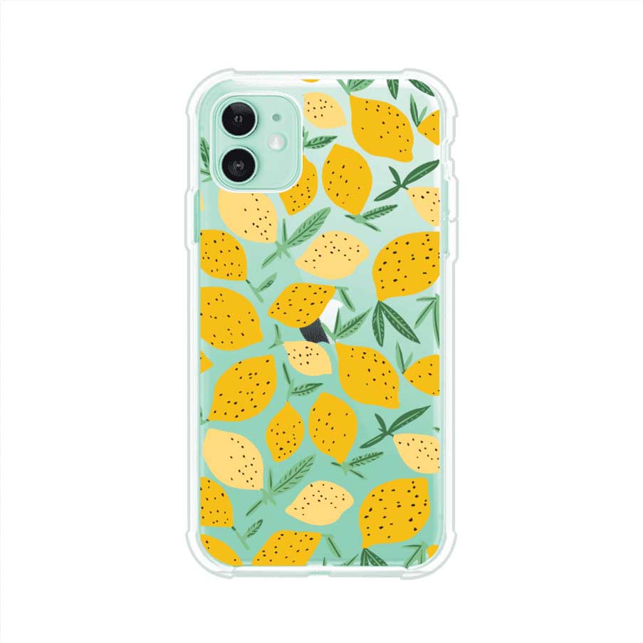 Funda personalizada para iPhone con diseño de limones amarillos estilo limoncello, inspirada en el verano mediterráneo. Producto de Remark MX