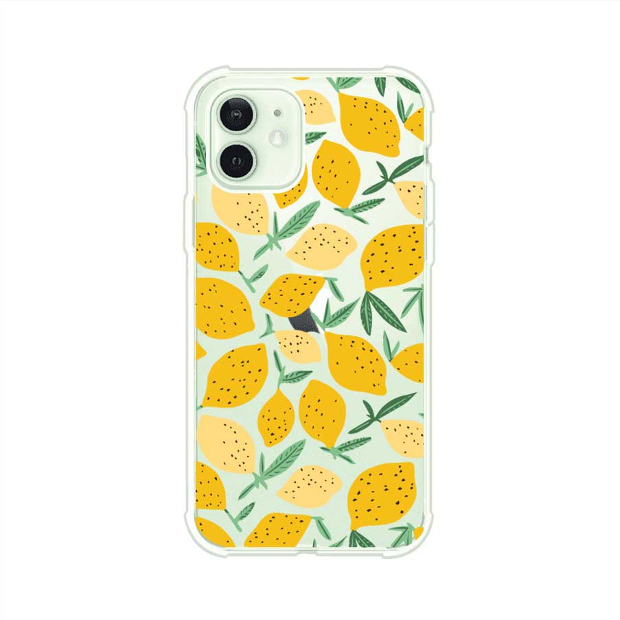 Funda personalizada para iPhone con diseño de limones amarillos estilo limoncello, inspirada en el verano mediterráneo. Producto de Remark MX