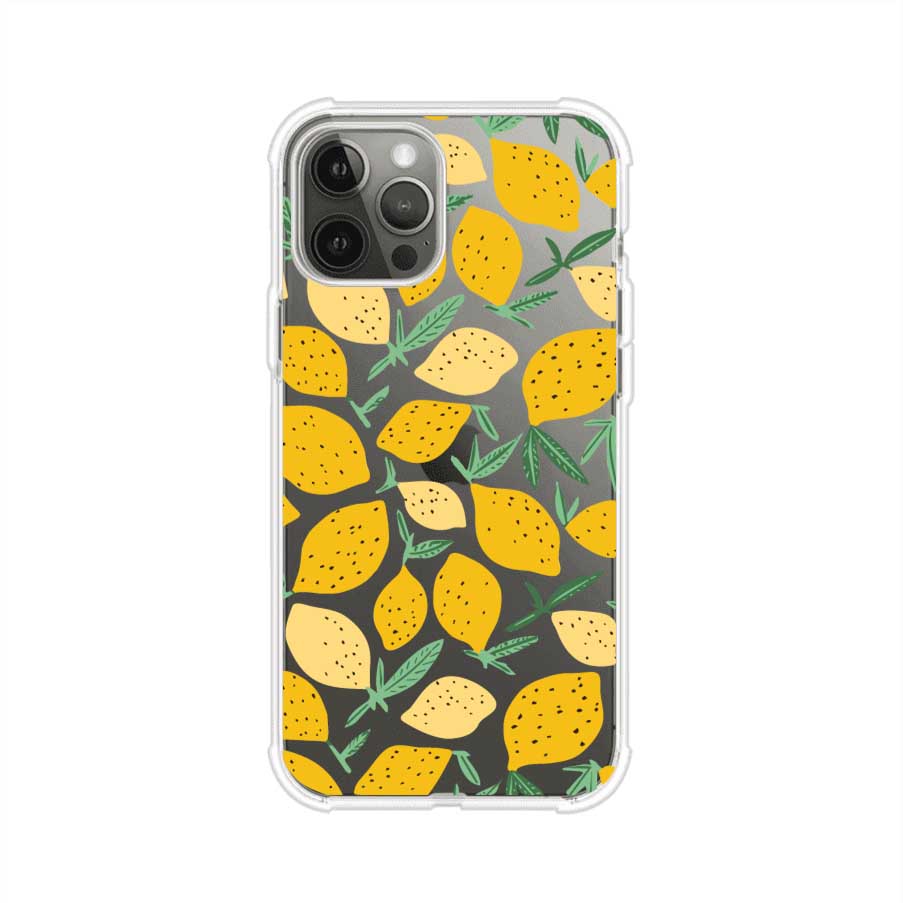 Funda personalizada para iPhone con diseño de limones amarillos estilo limoncello, inspirada en el verano mediterráneo. Producto de Remark MX