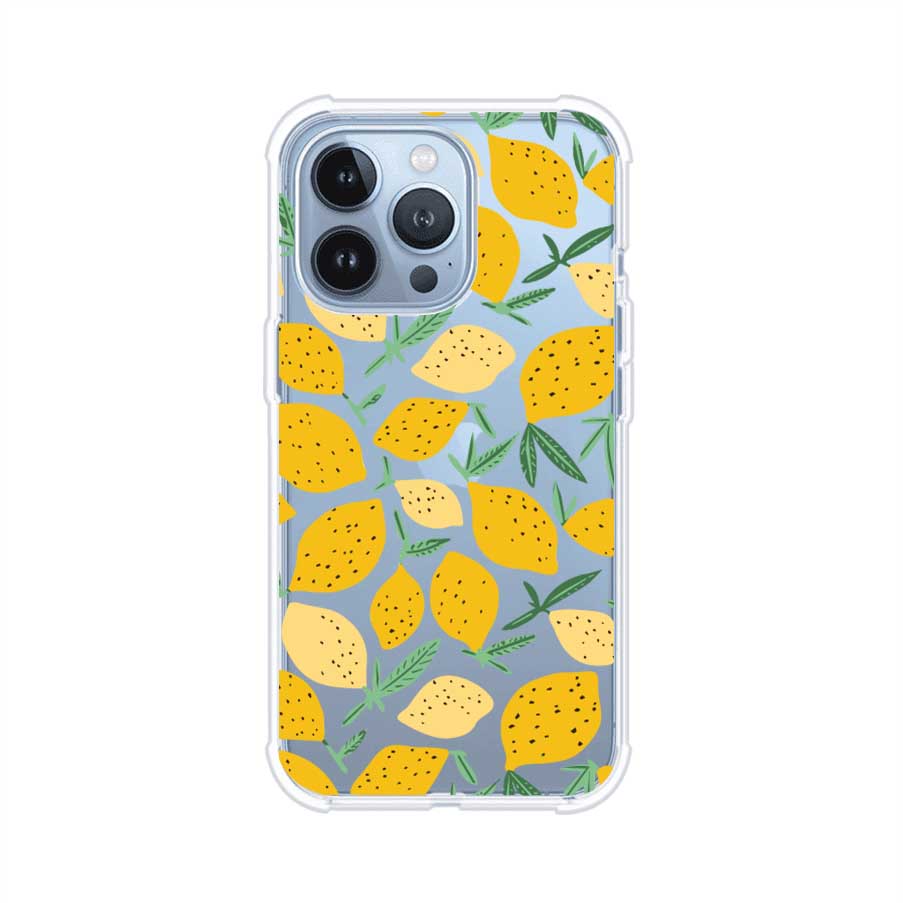Funda personalizada para iPhone con diseño de limones amarillos estilo limoncello, inspirada en el verano mediterráneo. Producto de Remark MX