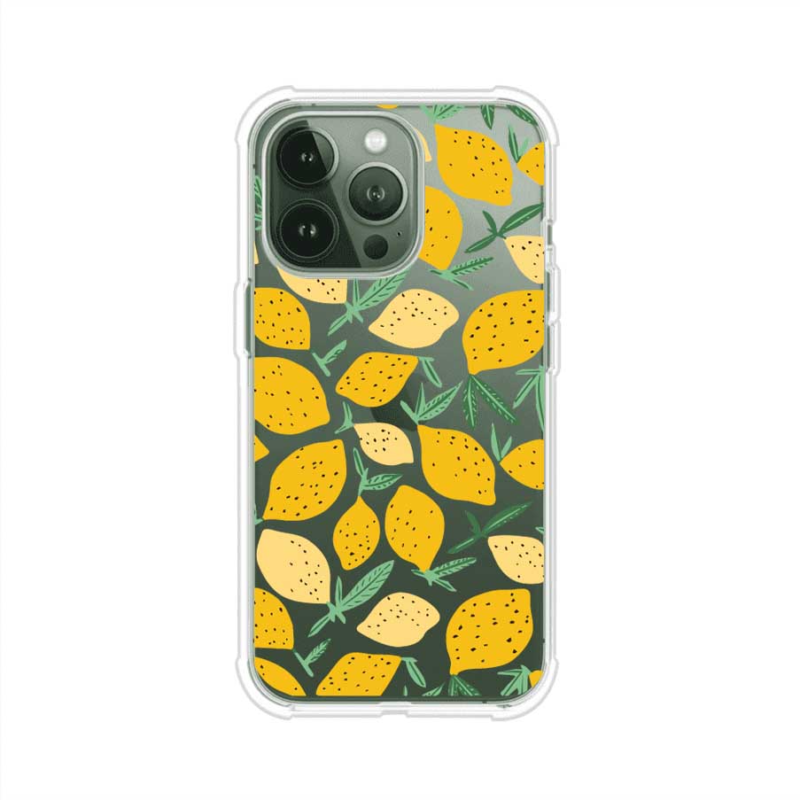 Funda personalizada para iPhone con diseño de limones amarillos estilo limoncello, inspirada en el verano mediterráneo. Producto de Remark MX