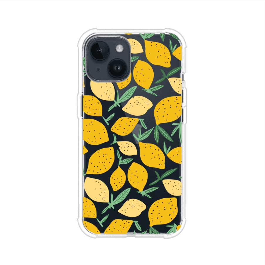 Funda personalizada para iPhone con diseño de limones amarillos estilo limoncello, inspirada en el verano mediterráneo. Producto de Remark MX
