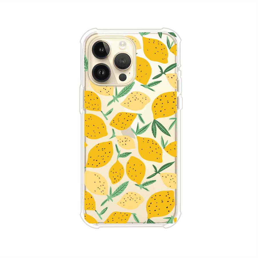 Funda personalizada para iPhone con diseño de limones amarillos estilo limoncello, inspirada en el verano mediterráneo. Producto de Remark MX