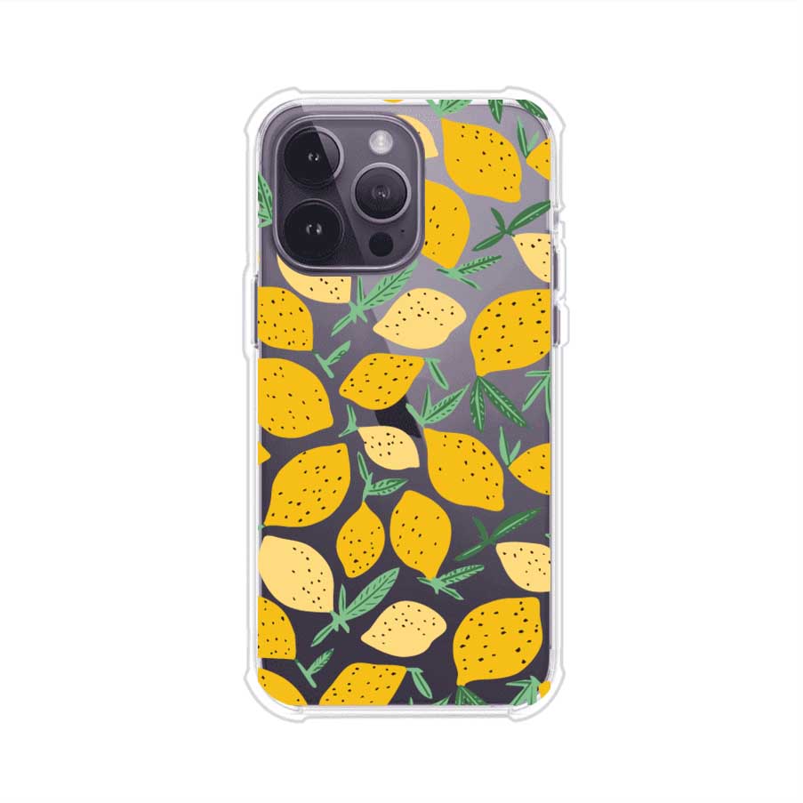 Funda personalizada para iPhone con diseño de limones amarillos estilo limoncello, inspirada en el verano mediterráneo. Producto de Remark MX