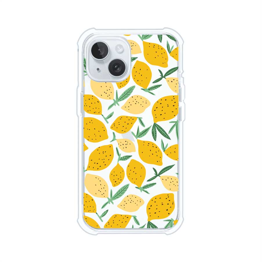 Funda personalizada para iPhone con diseño de limones amarillos estilo limoncello, inspirada en el verano mediterráneo. Producto de Remark MX