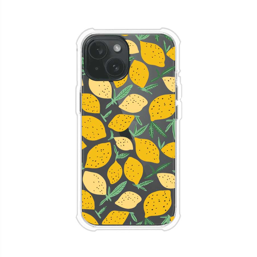 Funda personalizada para iPhone con diseño de limones amarillos estilo limoncello, inspirada en el verano mediterráneo. Producto de Remark MX
