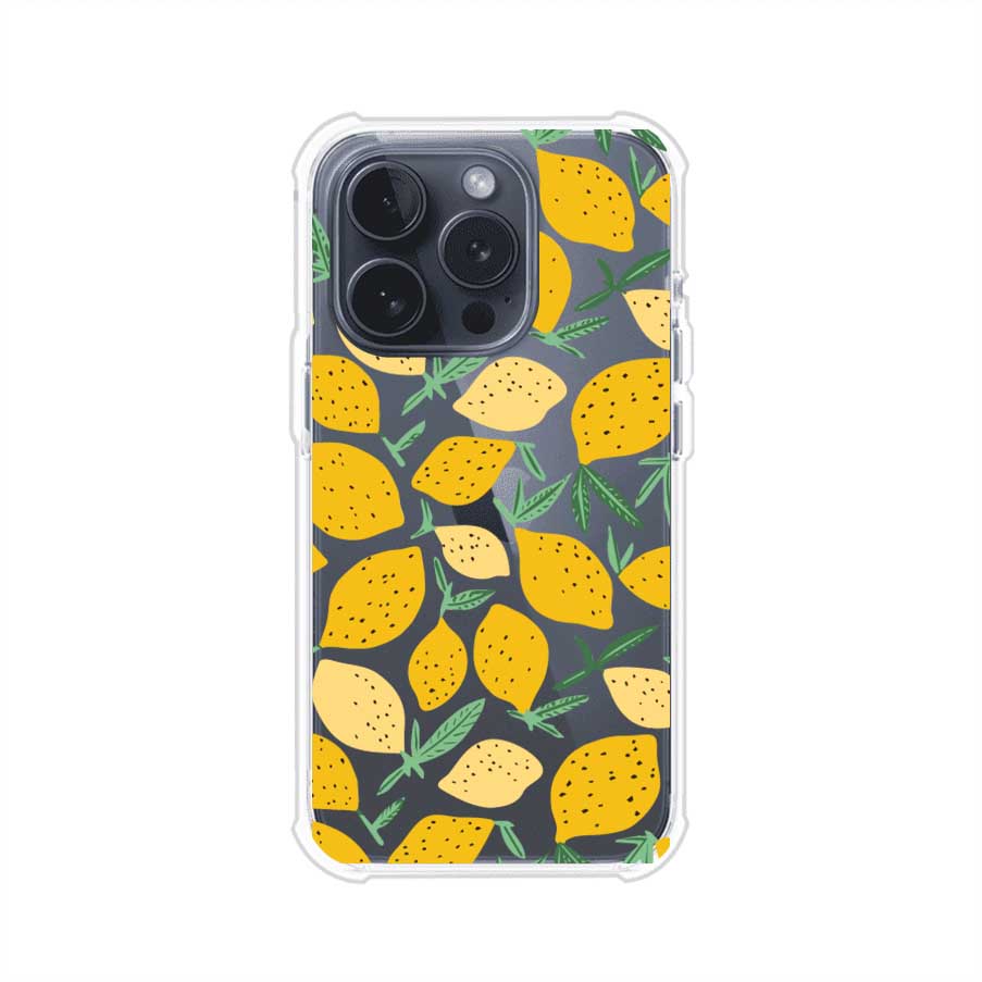 Funda personalizada para iPhone con diseño de limones amarillos estilo limoncello, inspirada en el verano mediterráneo. Producto de Remark MX