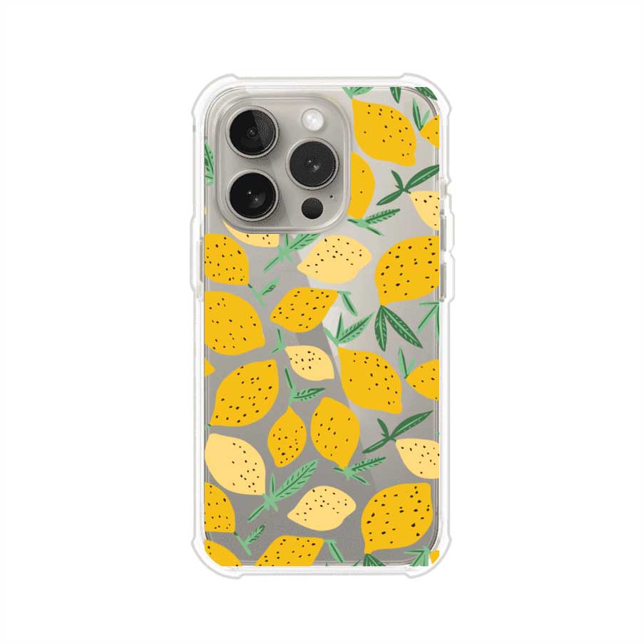 Funda personalizada para iPhone con diseño de limones amarillos estilo limoncello, inspirada en el verano mediterráneo. Producto de Remark MX