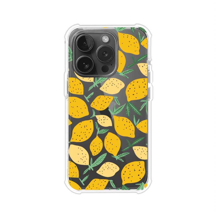 Funda personalizada para iPhone con diseño de limones amarillos estilo limoncello, inspirada en el verano mediterráneo. Producto de Remark MX
