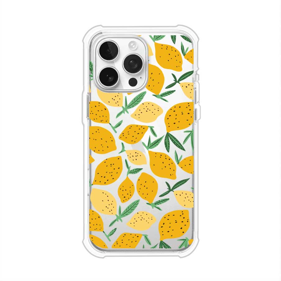 Funda personalizada para iPhone con diseño de limones amarillos estilo limoncello, inspirada en el verano mediterráneo. Producto de Remark MX