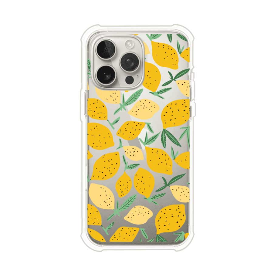 Funda personalizada para iPhone con diseño de limones amarillos estilo limoncello, inspirada en el verano mediterráneo. Producto de Remark MX