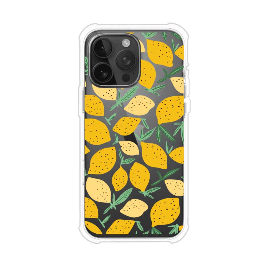 Funda personalizada para iPhone con diseño de limones amarillos estilo limoncello, inspirada en el verano mediterráneo. Producto de Remark MX